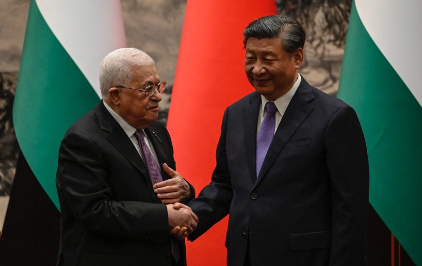 Chinese, Palestinian presidents pledge to establish strategic partnership